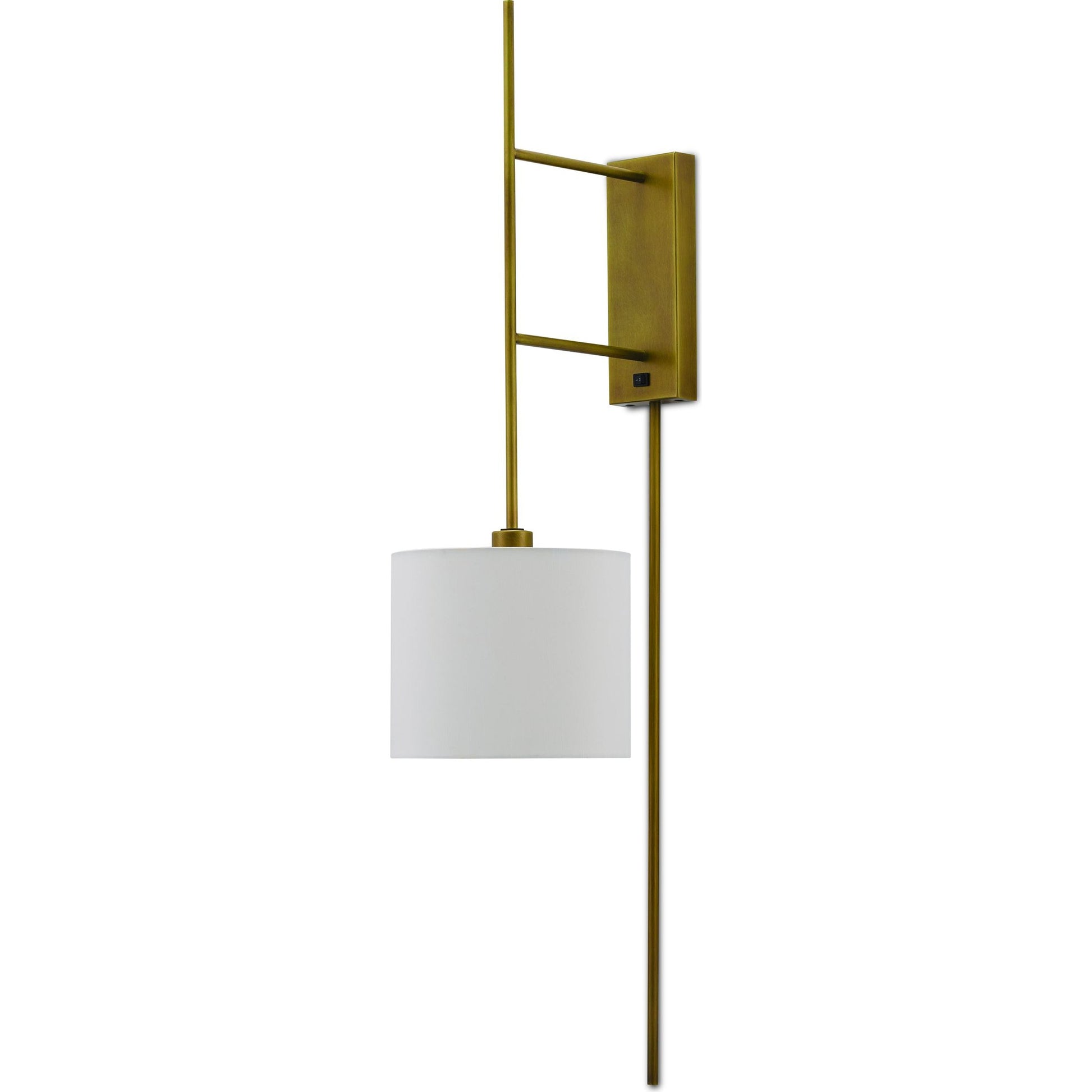 Savill Wall Sconce by Currey and Company in antique brass. Made from metal in a transitional style.