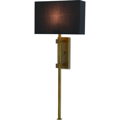 Edmund Wall Sconce by Currey and Company in antique brass. Made from metal in a transitional style.
