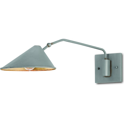 Serpa Wall Sconce by Currey and Company in french black, gold leaf. Made from wrought iron in a modern style.