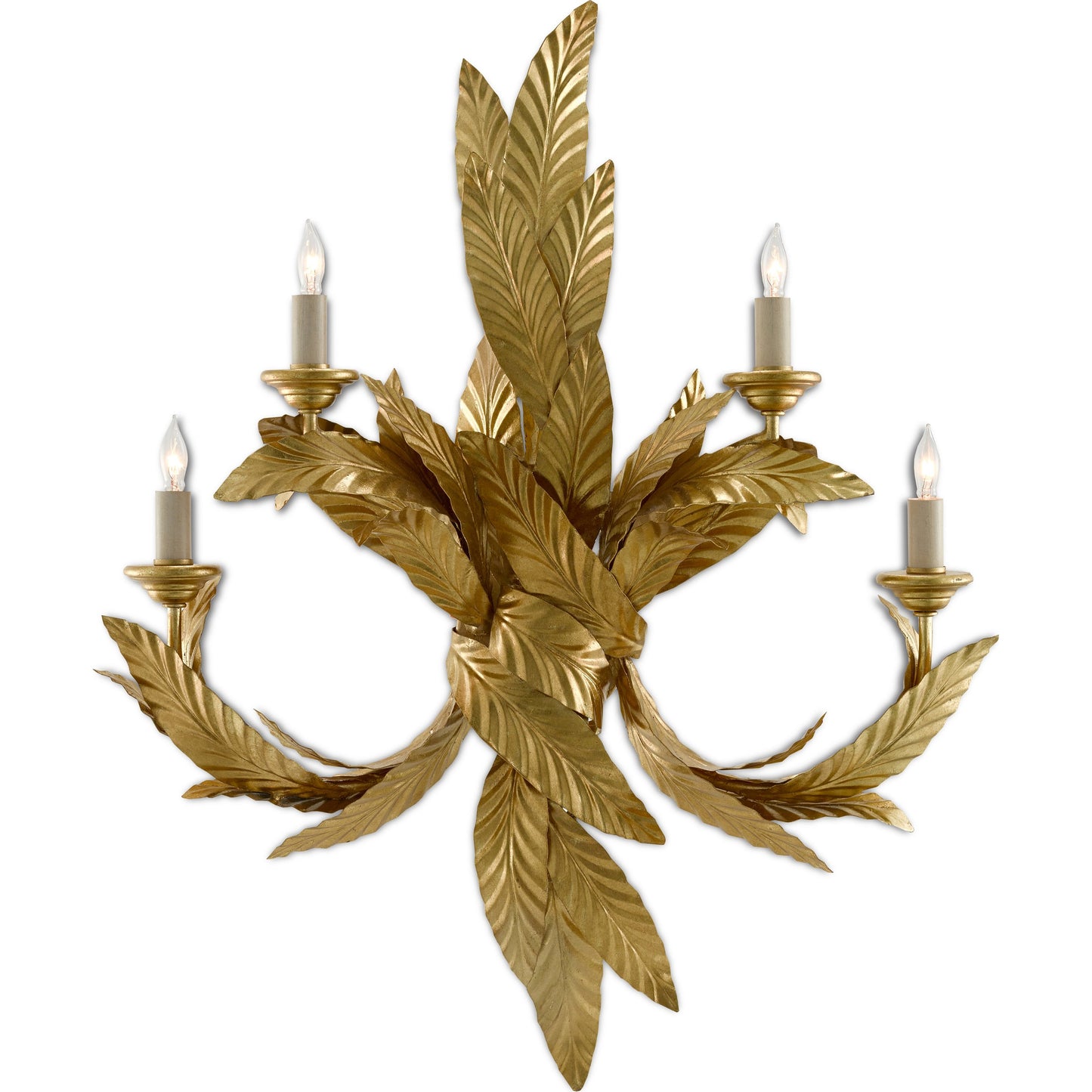 000 SR-381052 | Additional Silo | Apollo Wall Sconce by Currey and Company in contemporary gold leaf. Made from wrought iron in a modern style.