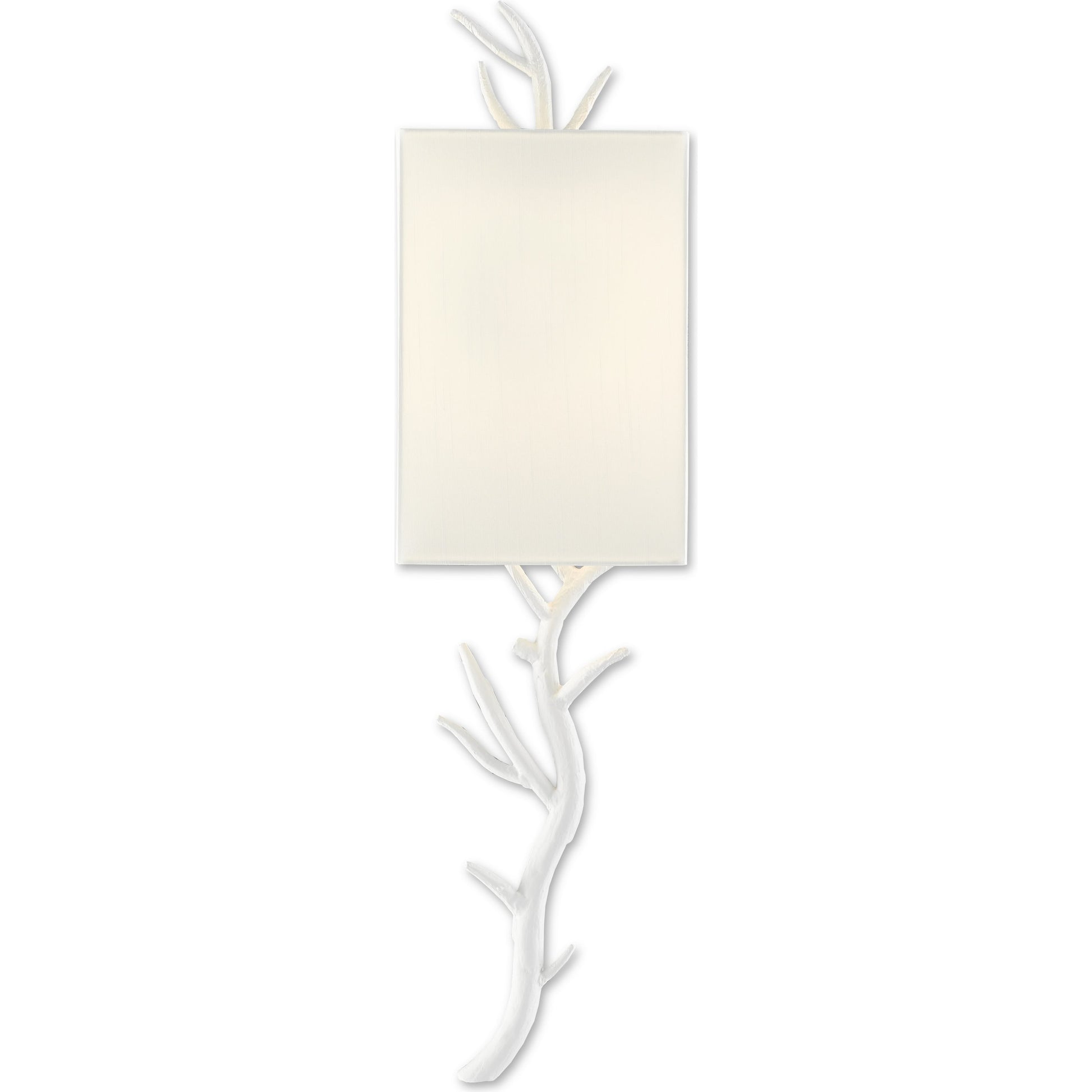 Baneberry Wall Sconce by Currey and Company in gesso white. Made from wrought iron in a transitional style.