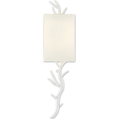 Baneberry Wall Sconce by Currey and Company in gesso white. Made from wrought iron in a transitional style.