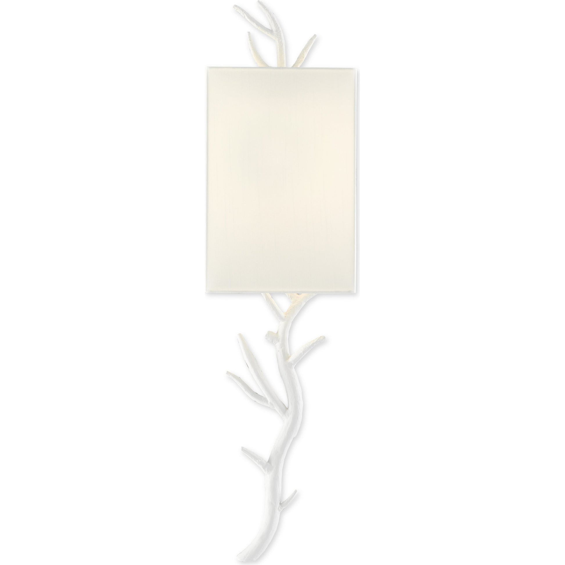 Baneberry Wall Sconce by Currey and Company in gesso white. Made from wrought iron in a transitional style.