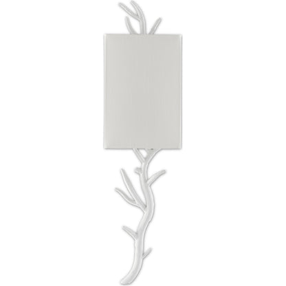 Baneberry Wall Sconce by Currey and Company in gesso white. Made from wrought iron in a transitional style.
