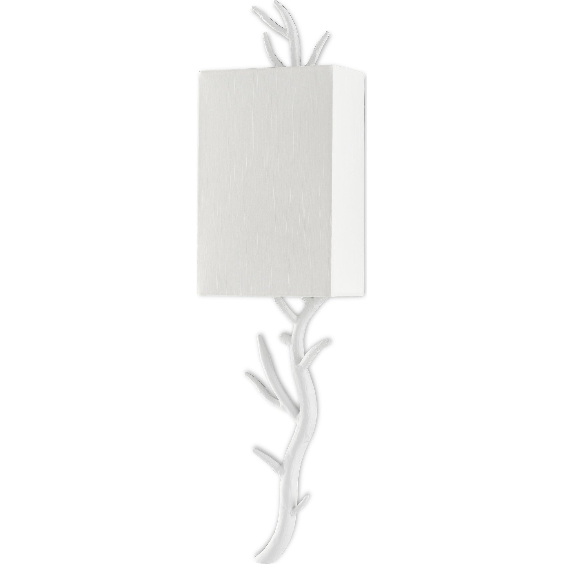 Baneberry Wall Sconce by Currey and Company in gesso white. Made from wrought iron in a transitional style.