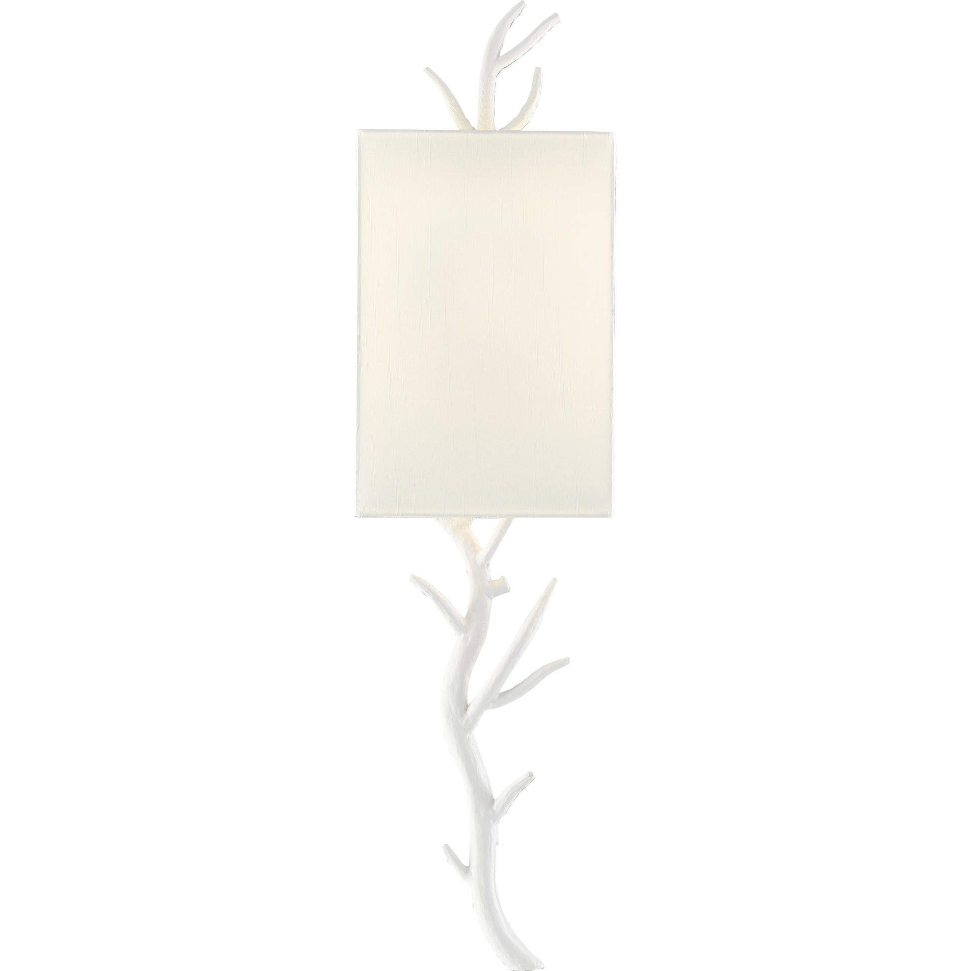 Baneberry Wall Sconce by Currey and Company in gesso white. Made from wrought iron in a transitional style.