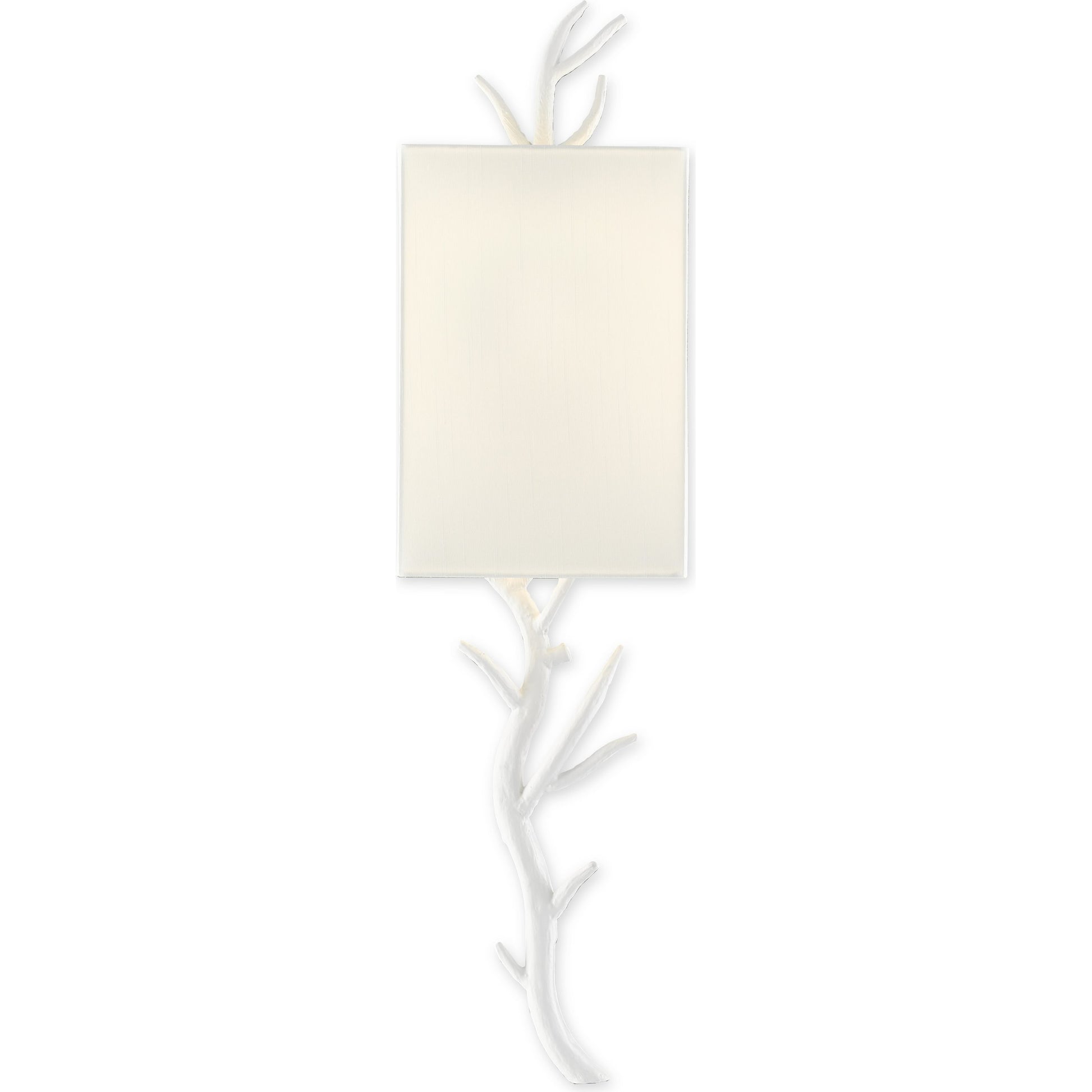 Baneberry Wall Sconce by Currey and Company in gesso white. Made from wrought iron in a transitional style.