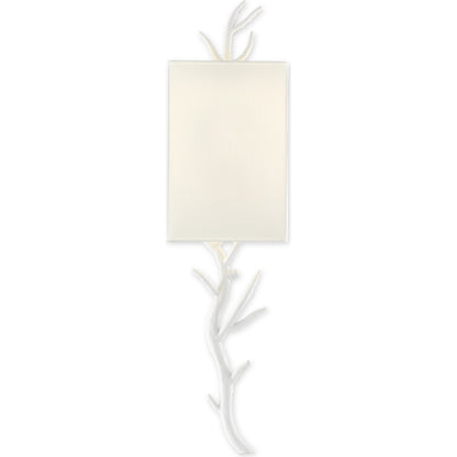 Baneberry Wall Sconce by Currey and Company in gesso white. Made from wrought iron in a transitional style.