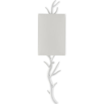 Baneberry Wall Sconce by Currey and Company in gesso white. Made from wrought iron in a transitional style.