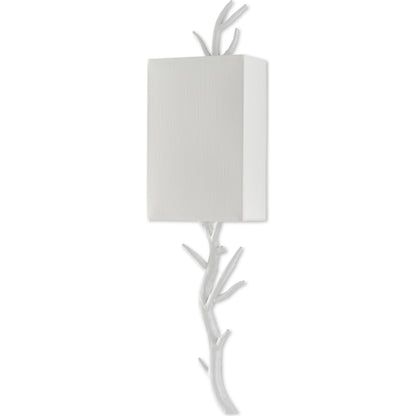 Baneberry Wall Sconce by Currey and Company in gesso white. Made from wrought iron in a transitional style.