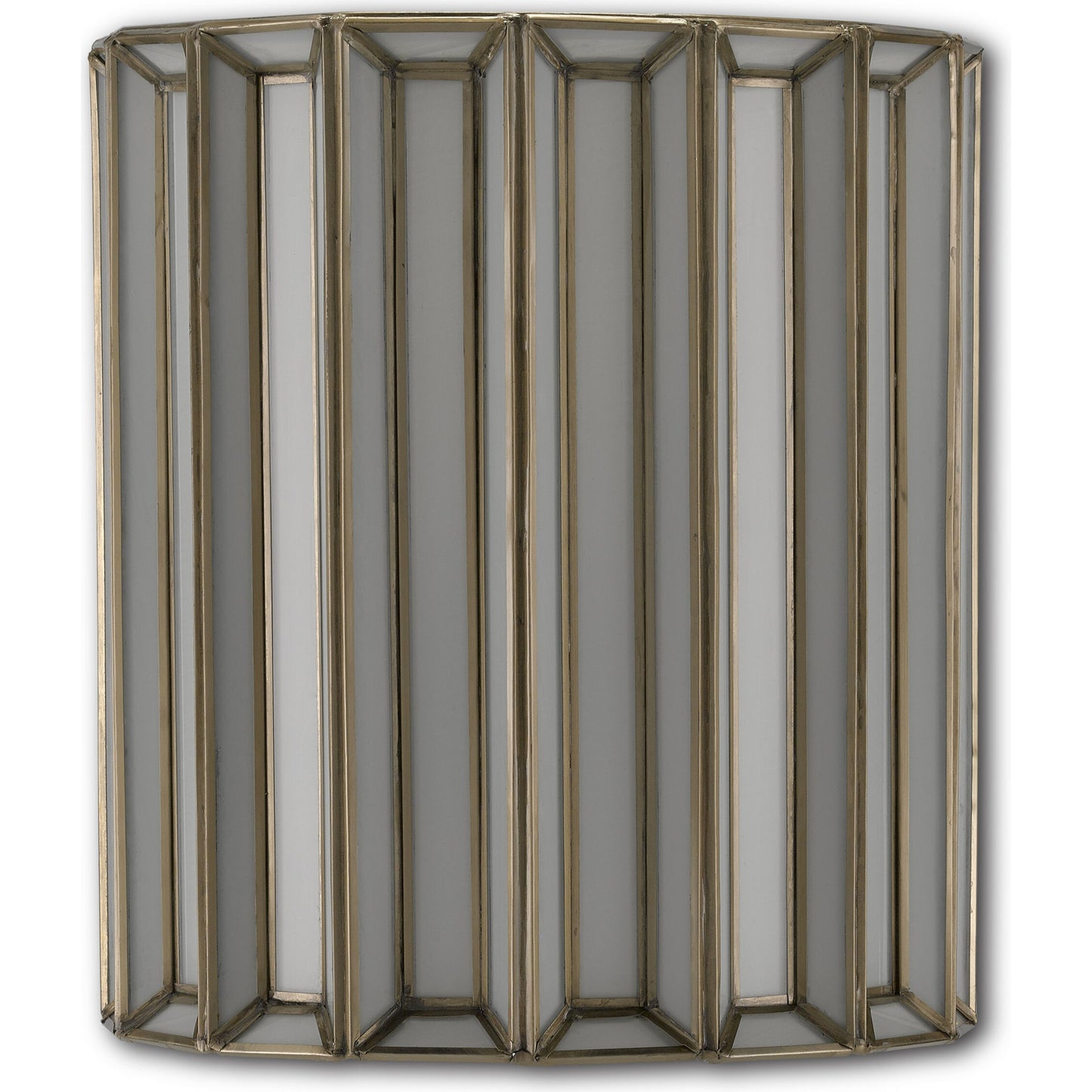 002 SR-890091 | Additional Silo | Daze Wall Sconce by Currey and Company in antique brass, white. Made from iron, milk glass in a transitional style.