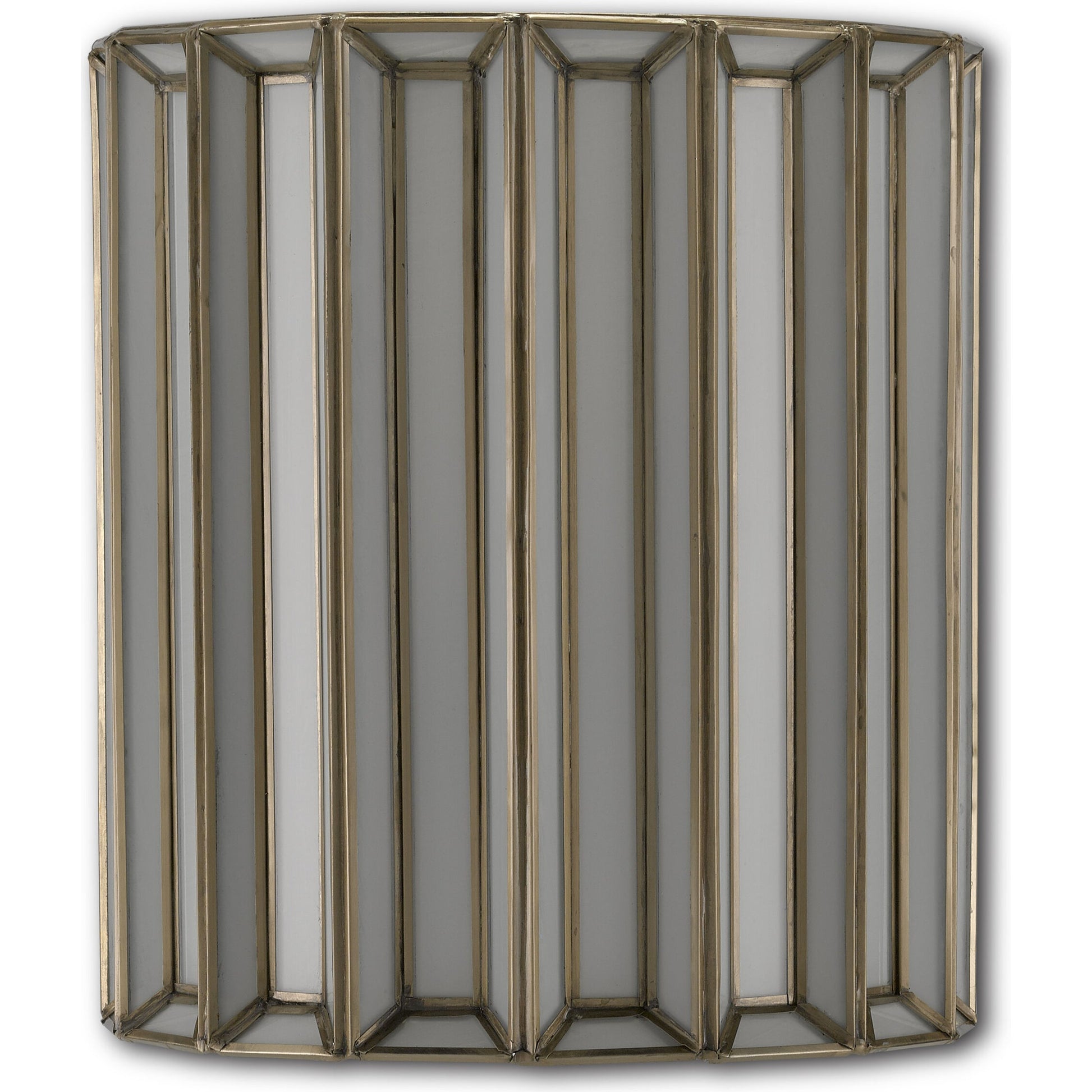 Daze Wall Sconce by Currey and Company in antique brass, white. Made from iron, milk glass in a transitional style.