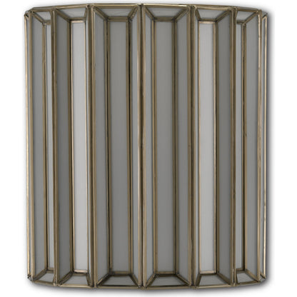 Daze Wall Sconce by Currey and Company in antique brass, white. Made from iron, milk glass in a transitional style.