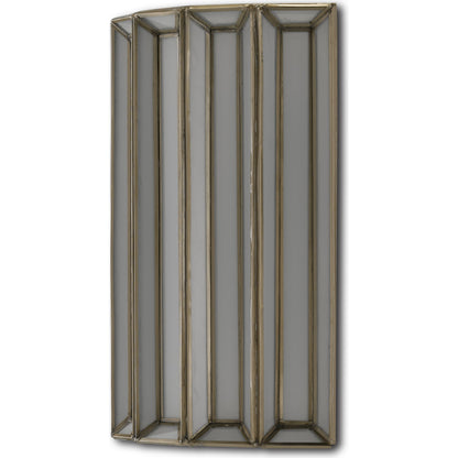 Daze Wall Sconce by Currey and Company in antique brass, white. Made from iron, milk glass in a transitional style.