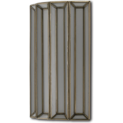 Daze Wall Sconce by Currey and Company in antique brass, white. Made from iron, milk glass in a transitional style.