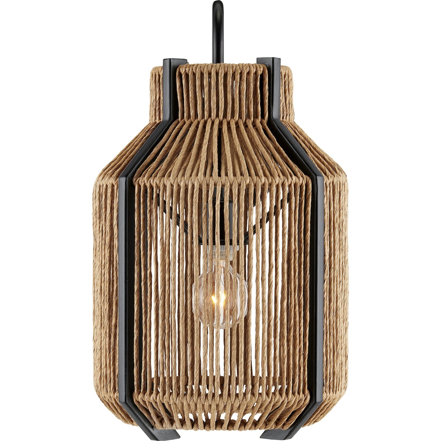 002 SI-1924012 | Additional Silo | Mali Wall Sconce by Currey and Company in natural, satin black. Made from kraft paper twine, wrought iron in a coastal style.