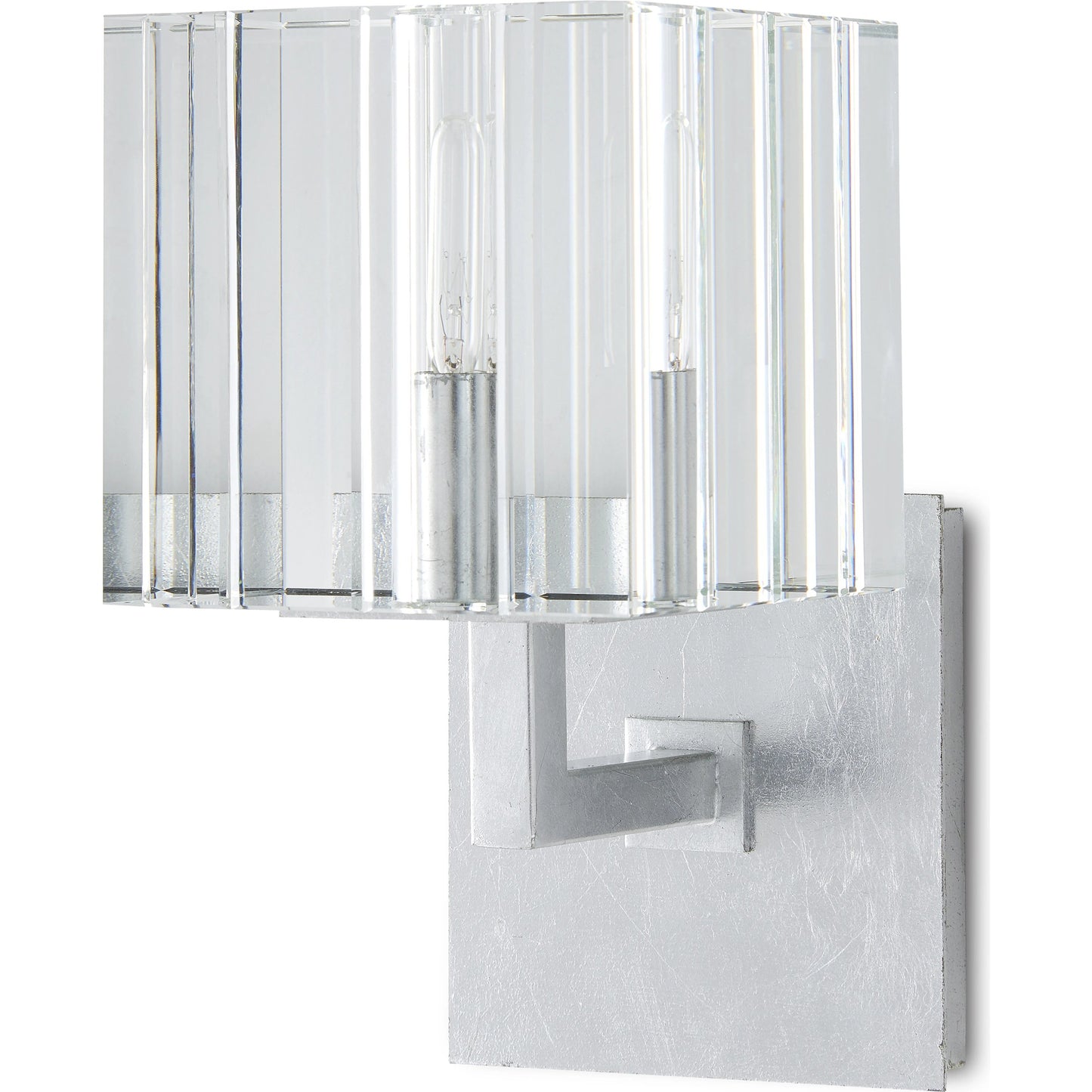 002 SI-1924231 | Additional Silo | Valerio Wall Sconce by Currey and Company in silver leaf. Made from metal, optic crystal in a transitional style.