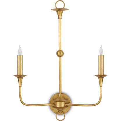 Nottaway Double Wall Sconce by Currey and Company. Made from wrought iron in a traditional style.