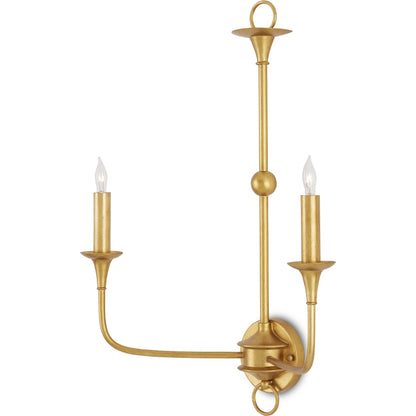 Nottaway Double Wall Sconce by Currey and Company. Made from wrought iron in a traditional style.