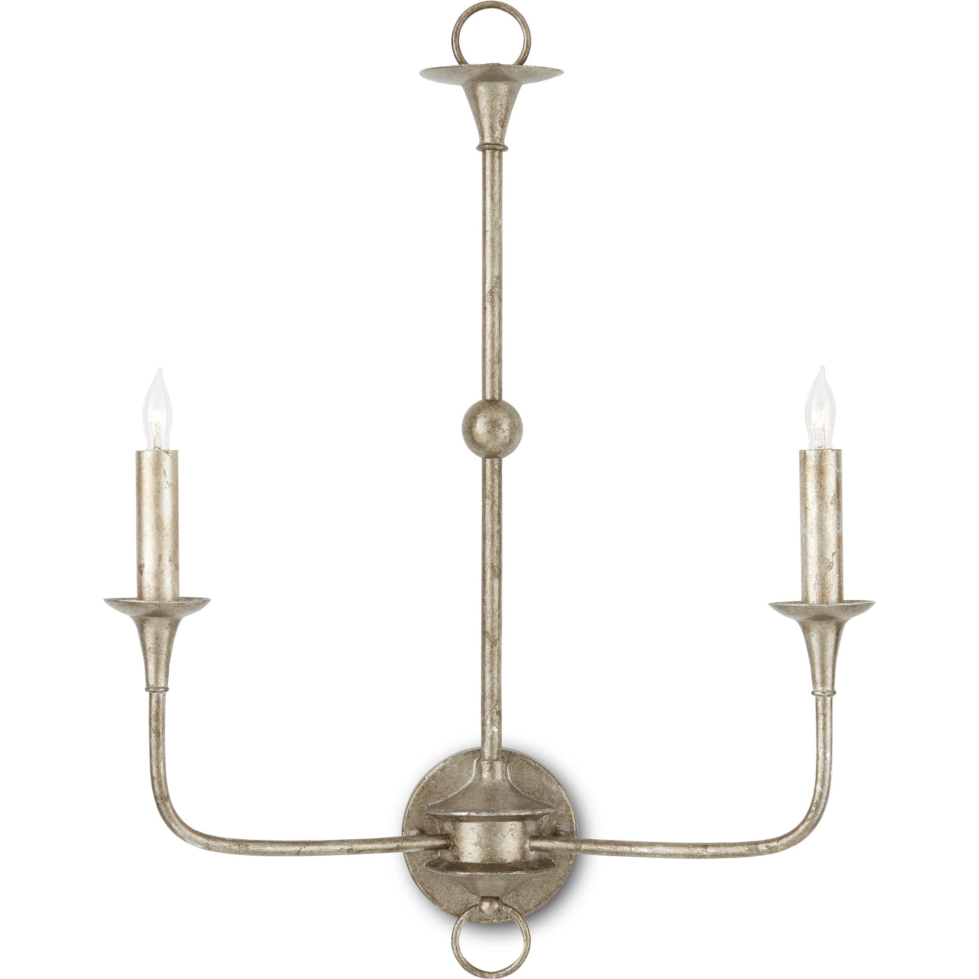 Nottaway Double Wall Sconce by Currey and Company. Made from wrought iron in a traditional style.