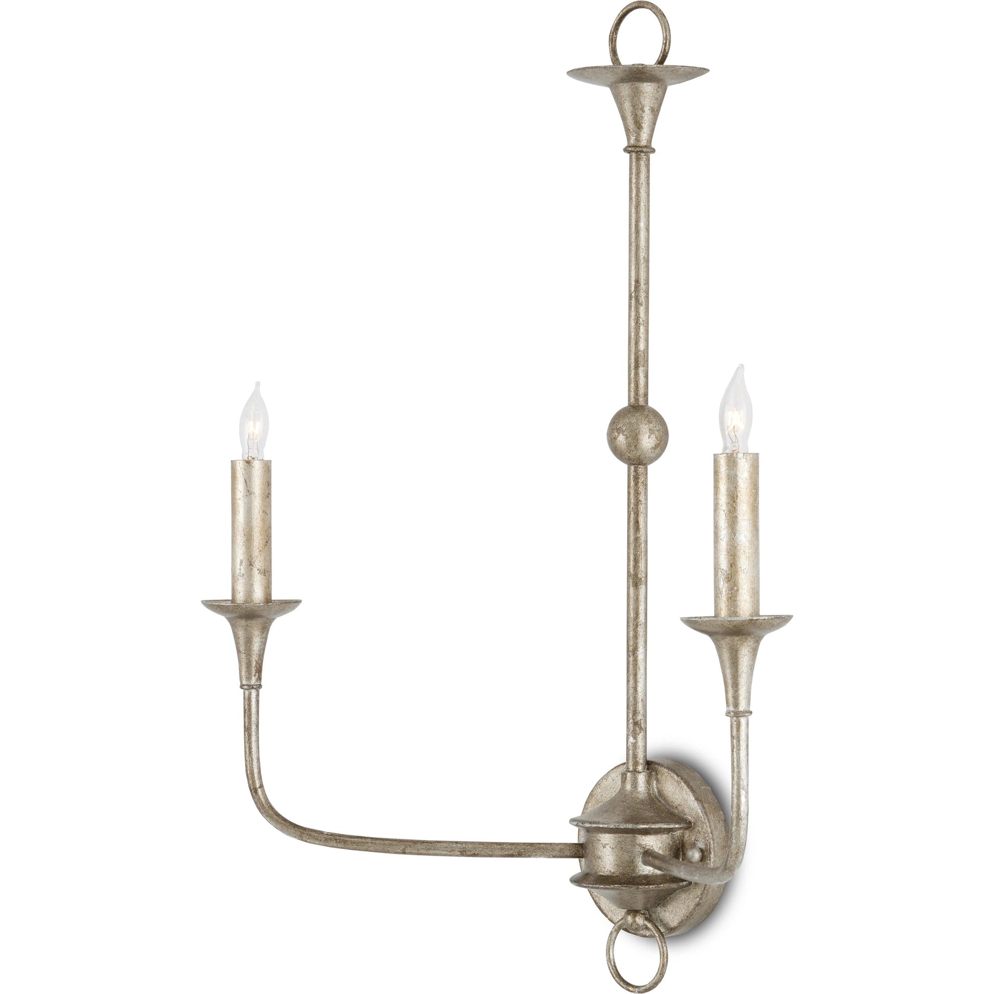 Nottaway Double Wall Sconce by Currey and Company. Made from wrought iron in a traditional style.