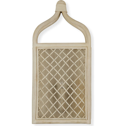 Wanstead Ivory Wall Sconce by Currey and Company in bleached natural, antique pearl. Made from rattan, wrought iron in a cottage & farmhouse style.