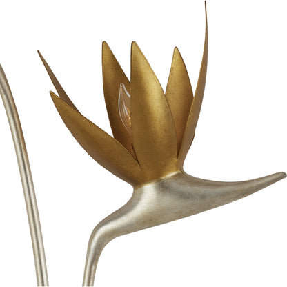 Paradiso Wall Sconce by Currey and Company in contemporary silver leaf, contemporary gold leaf. Made from wrought iron in a modern style.