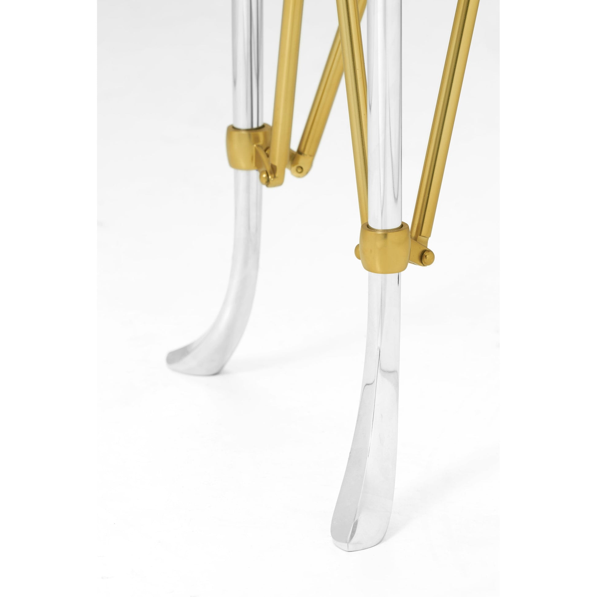 Luxe Round & Antique Glass Vanity Table by Jonathan Charles in antique satin gold brass. Made from brass in a modern style.