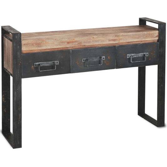 Carga Console Table by Mercana in black, natural. Made from unique in a modern style.