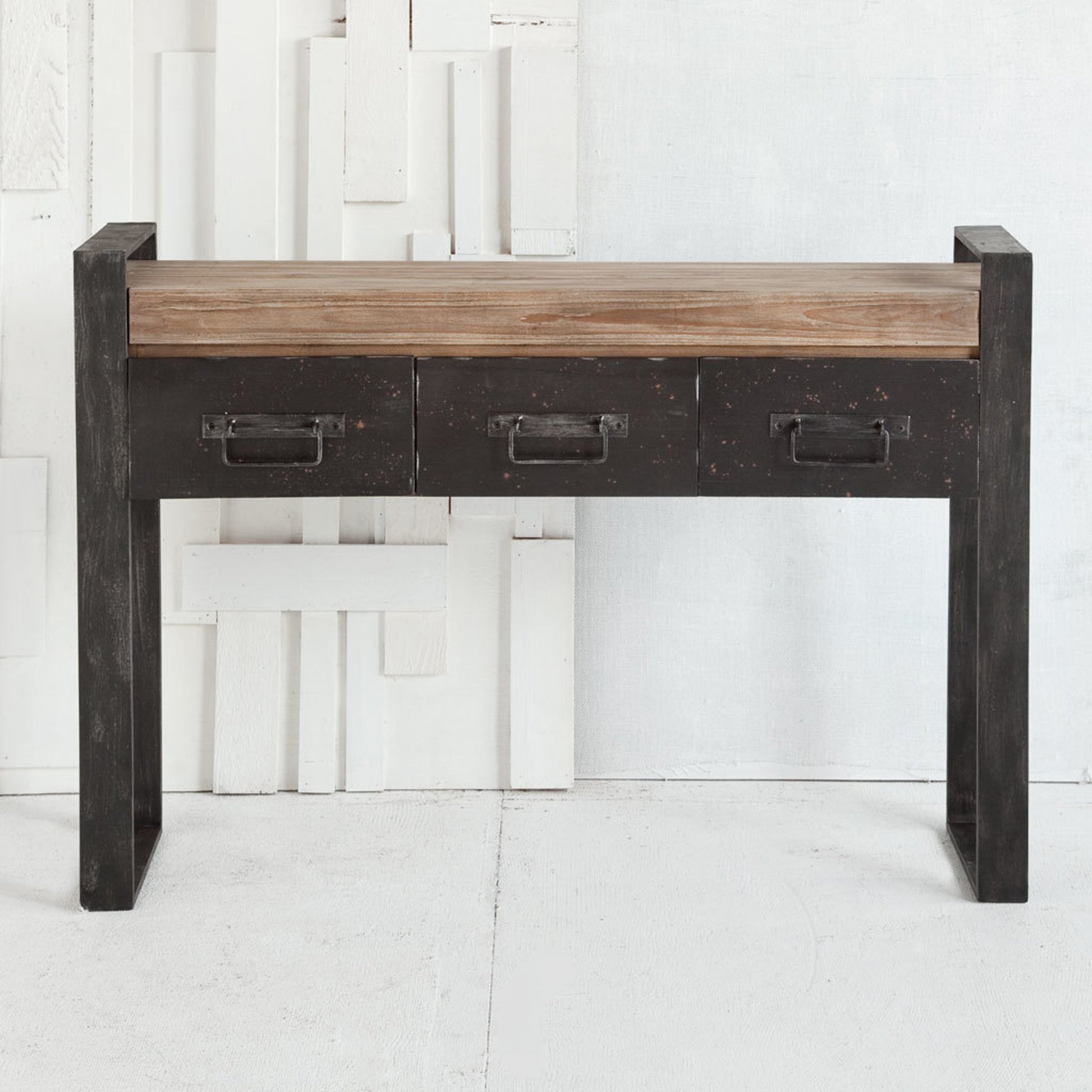 Carga Console Table by Mercana in black, natural. Made from unique in a modern style.