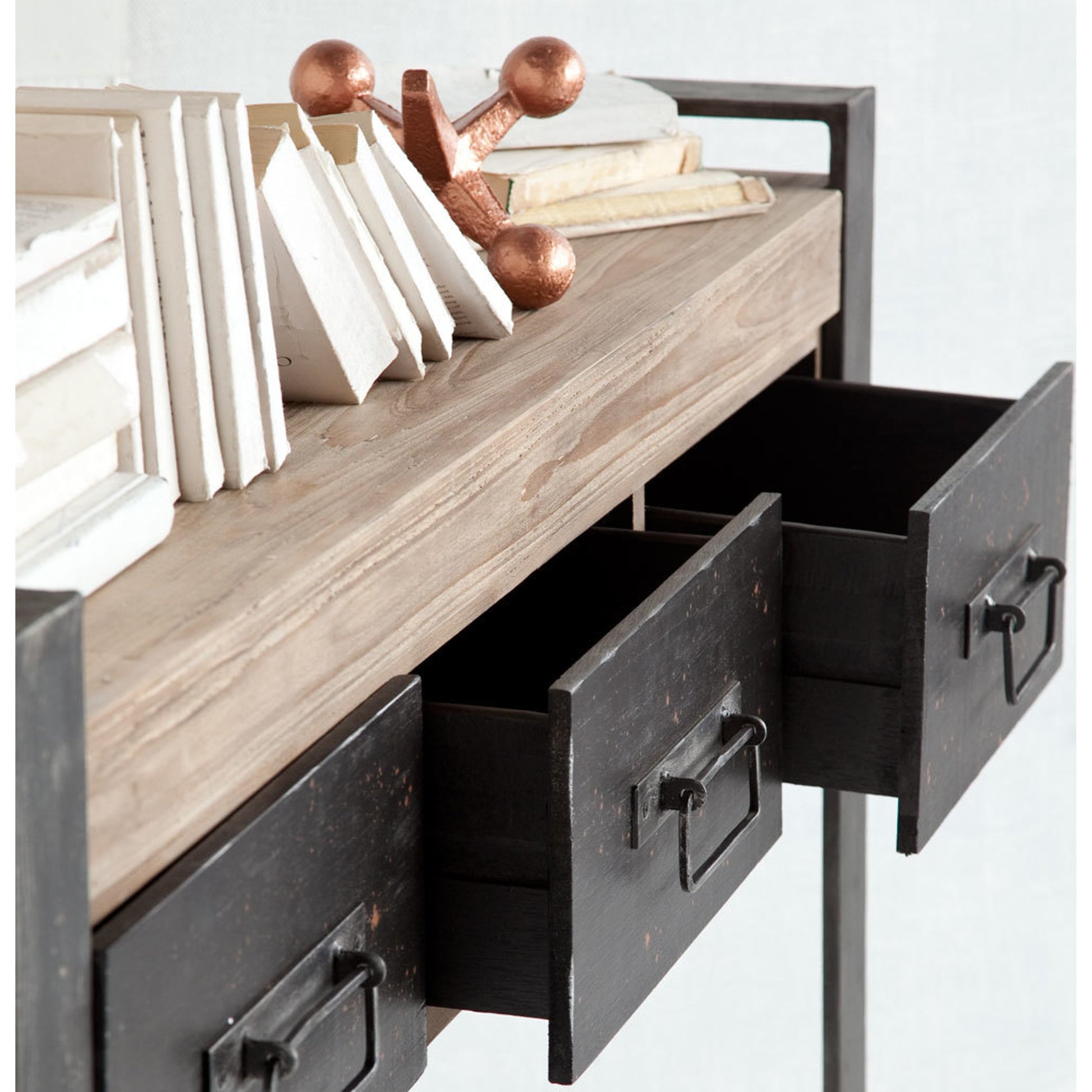 Carga Console Table by Mercana in black, natural. Made from unique in a modern style.