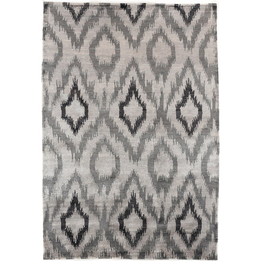Bamboo Silk Rug by Exquisite Rugs in silver, charcoal. Made from bamboo silk in a unique style.