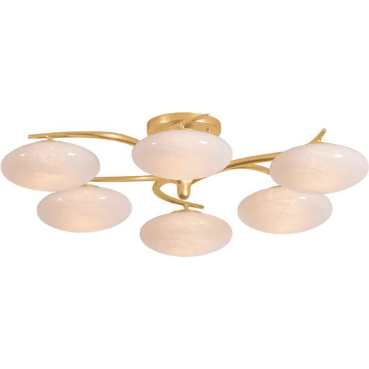 000 SI-2544185 | Primary Silo | Bayberry Semi Flush by Hudson Valley in vintage gold leaf. Made from glass in a unique style.
