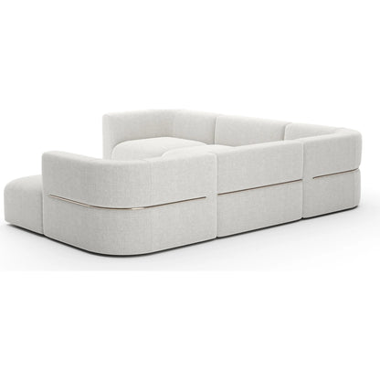 Rhythm Chaise L Sectional by Caracole in ivory and neutral metallic. Made from metal in a transitional style.