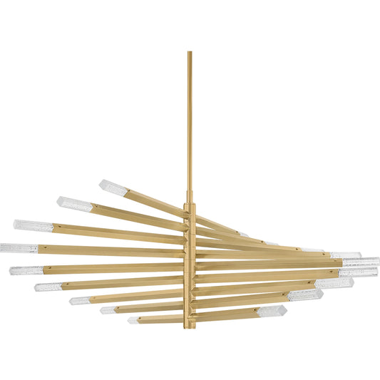 Strasbourg Chandelier by Corbett in vintage brass. Made from brass in a unique style.