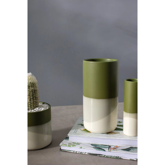 Lauris Vase by Accent Decor in green. Made from ceramic in a modern style.