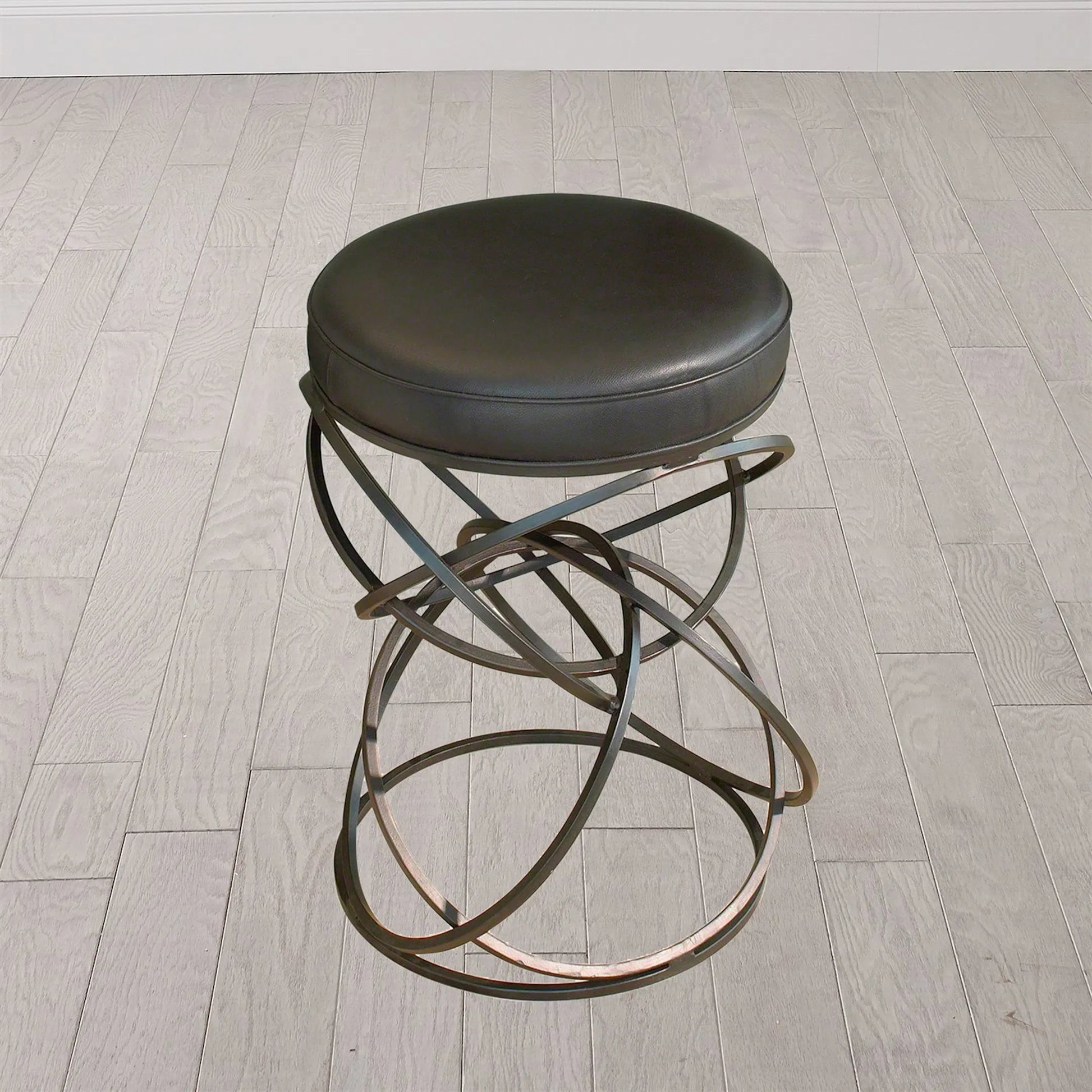 Ring Counter Stool by Global Views in black, brown powder coat. Made from iron in a modern style.