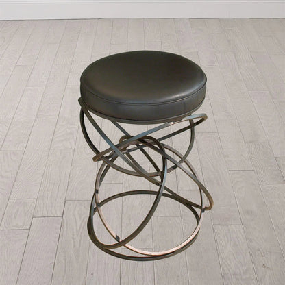 Ring Counter Stool by Global Views in black, brown powder coat. Made from iron in a modern style.