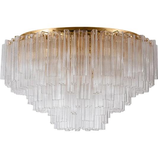 Varenna Semi Flush by Corbett in vintage gold leaf. Made from iron in a unique style.