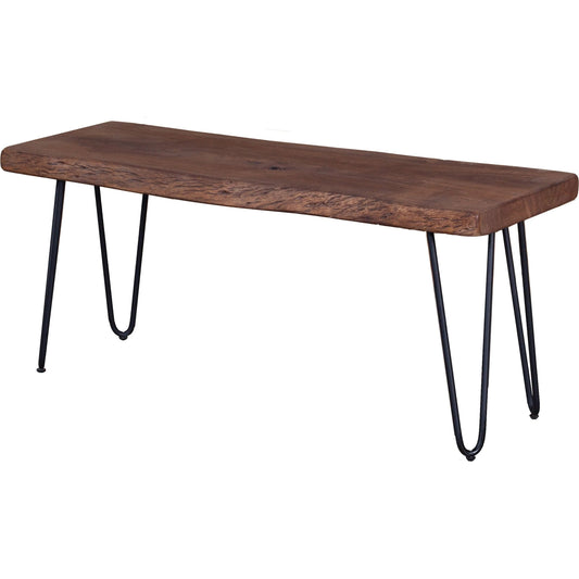 Organic Bench by LH Imports in matte brown and light brown - acrylic matte, black, powder coated. Made from acacia, iron in a unique style.
