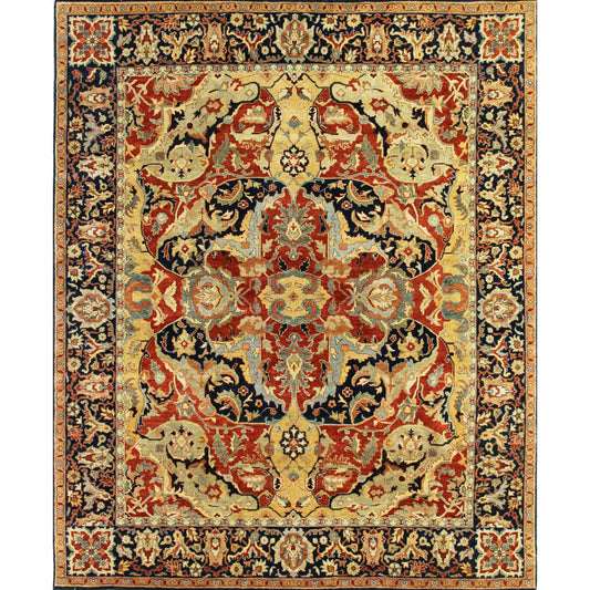 Antique Weave Serapi Rug by Exquisite Rugs in rust, navy, gold. Made from new zealand wool in a unique style.