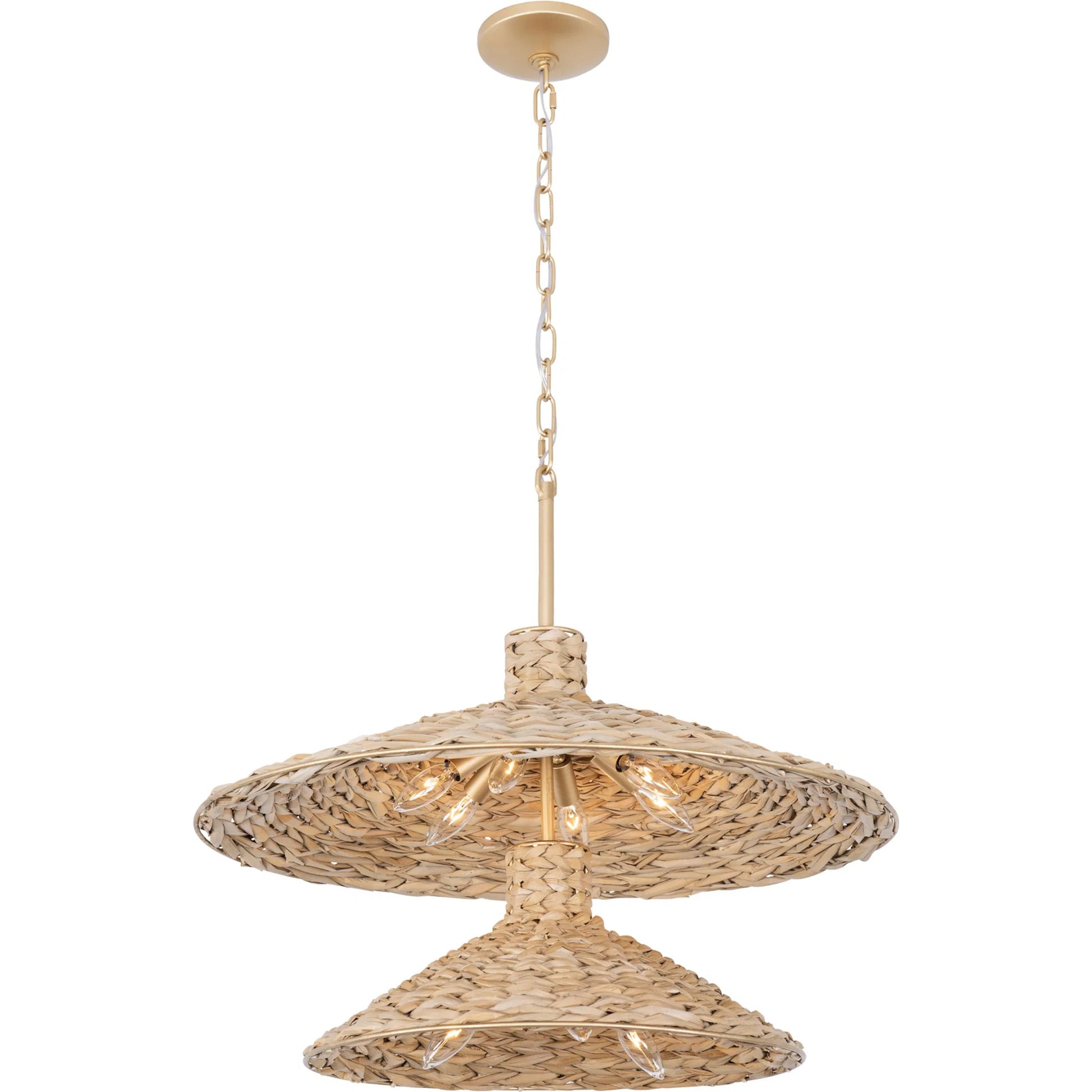 Hilton Head 2-Tier Pendant by Varaluz in french gold, natural seagrass. Made from unique in a rustic style.