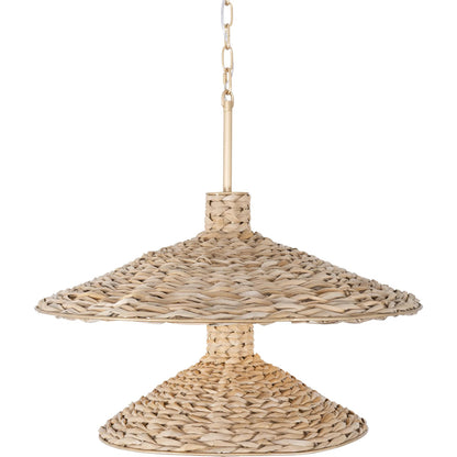 Hilton Head 2-Tier Pendant by Varaluz in french gold, natural seagrass. Made from unique in a rustic style.