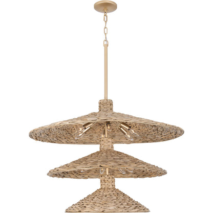 Hilton Head 3-Tier Pendant by Varaluz in french gold, natural seagrass. Made from unique in a rustic style.