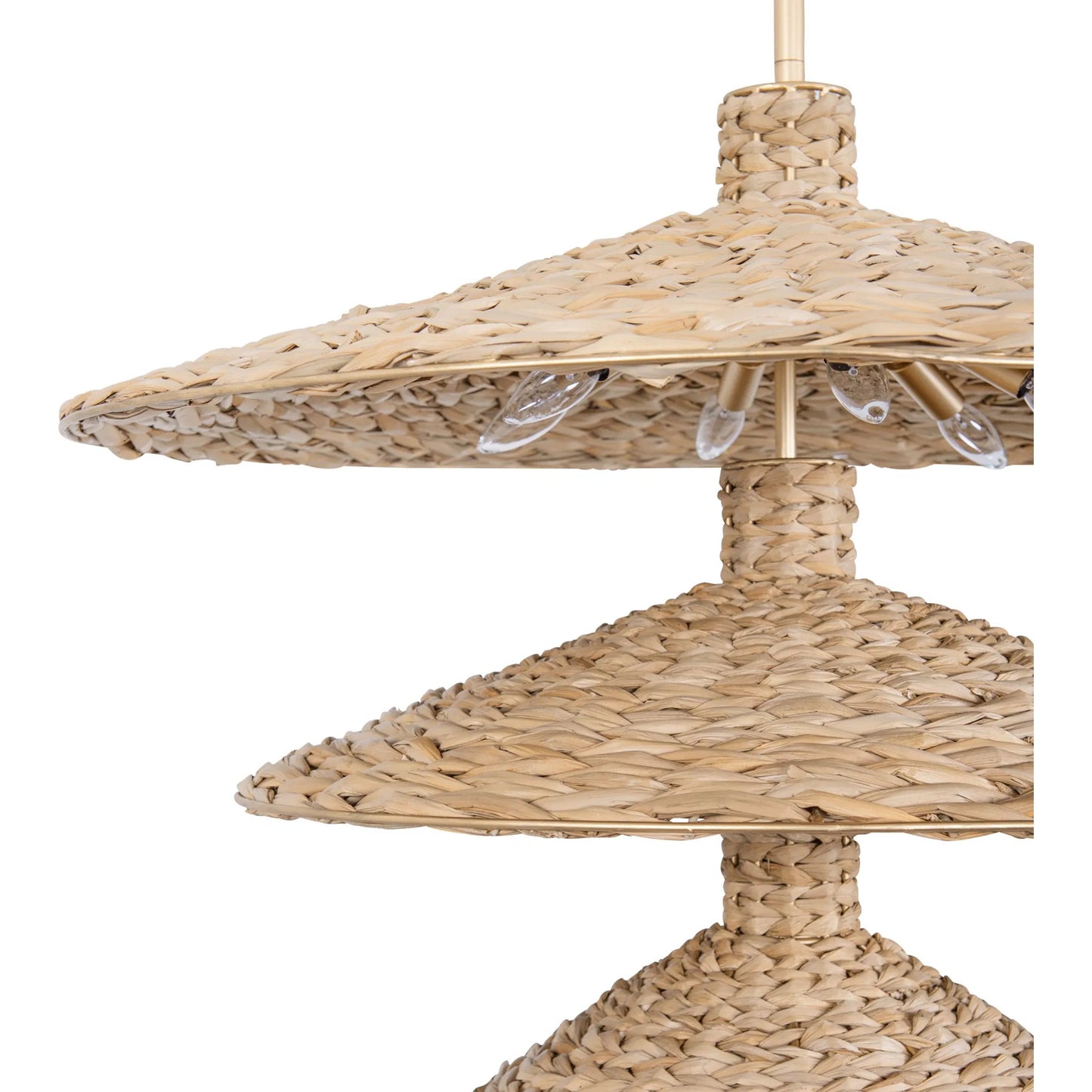 005 SI-2332106 | Closeup | Hilton Head 3-Tier Pendant by Varaluz in french gold, natural seagrass. Made from unique in a rustic style.
