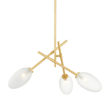 Alberton 3 Light Chandelier by Hudson Valley in aged brass. Made from steel in a modern style.