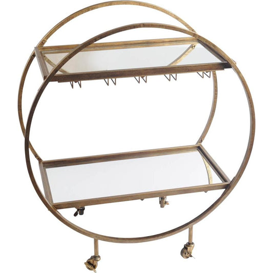 Carola Bar Cart by Mercana in gold. Made from unique in a modern style.