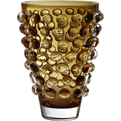 Bubble Wide Vase by Global Views in brown. Made from art glass in a transitional style.