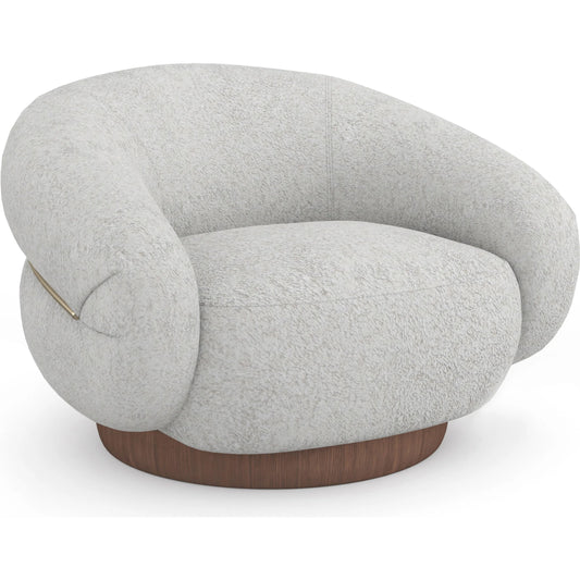 Smoosh Swivel Chair by Caracole in retro walnut, champagne gold. Made from unique in a unique style.