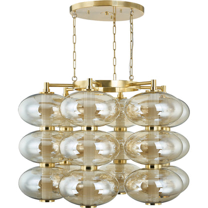 Toulouse Chandelier by Corbett in vintage brass. Made from brass in a modern style.